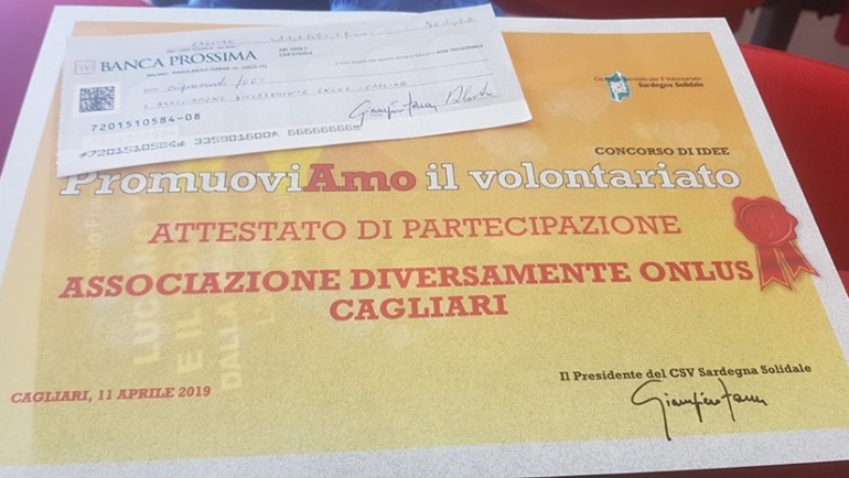 Diversamente Onlus premiata al Concorso di Idee Promuoviamo il Volontariato